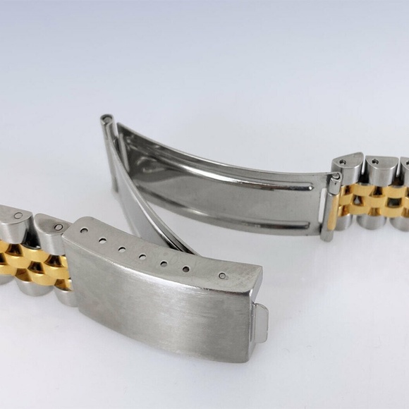 20mm Solid Link Two-ToneStainless Steel Jubilee WATCH Bracelet w Curved Ends - Picture 2 of 2